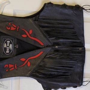 Leather black with red cut outs vest